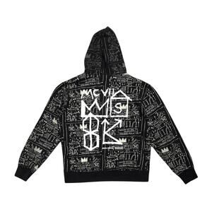 ★ Jean-Michel Basquiat All Over Print Black & White Graphic Hoodie ★
